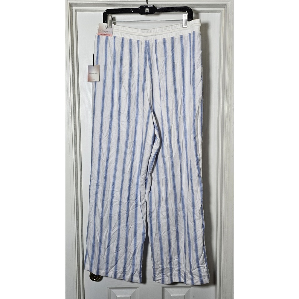 Happily Grey Lounge Pajama Pants Women's Size XL Striped White/Blue - Picture 2 of 5